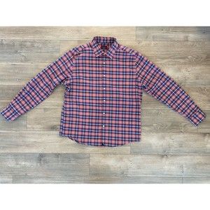 UNTUCKit Mens Large Plaid Red/Blue Long Sleeve Button-Up Flannel Shirt